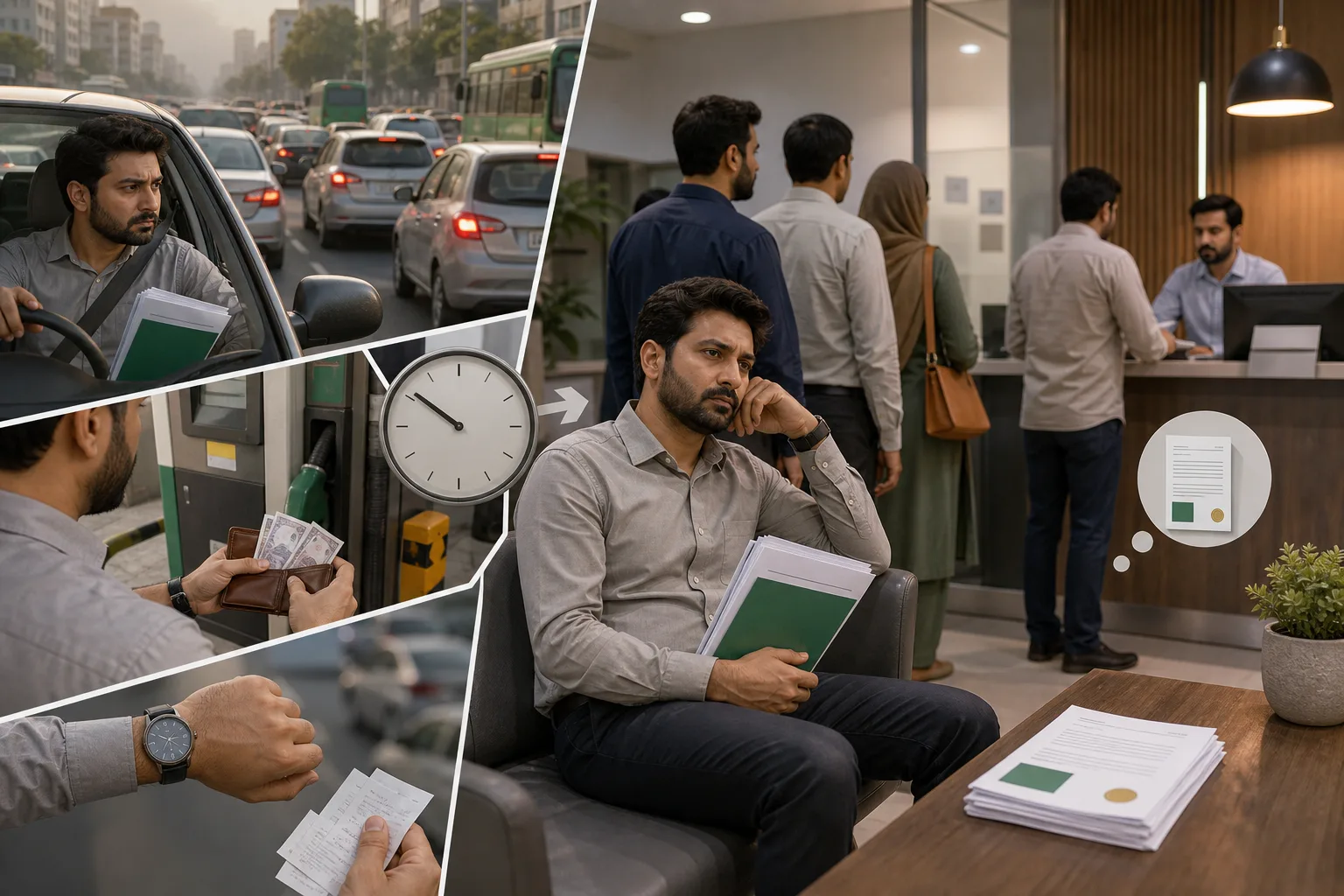 Client travelling through Multan traffic and waiting to place a translation order
